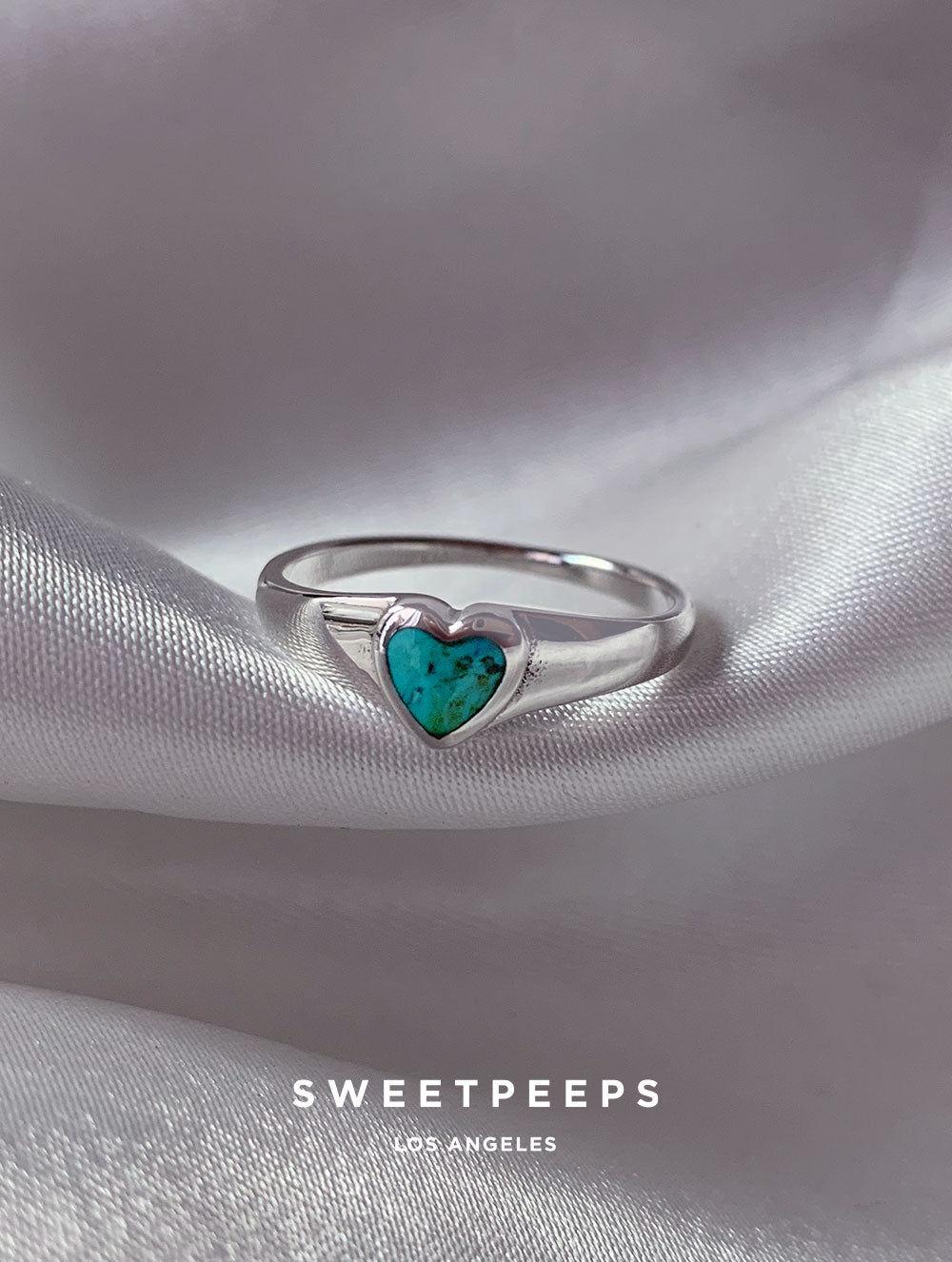 Rowyn Turquoise Heart Ring - Silver
