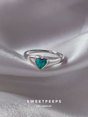 Rowyn Turquoise Heart Ring - Silver