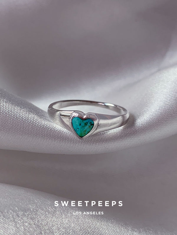 Rowyn Turquoise Heart Ring - Silver