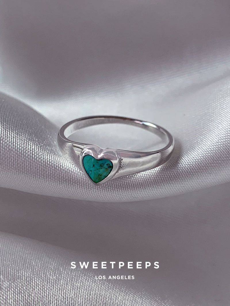 Rowyn Turquoise Heart Ring - Silver