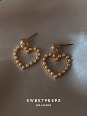 Dorothea Pearl Heart Studs