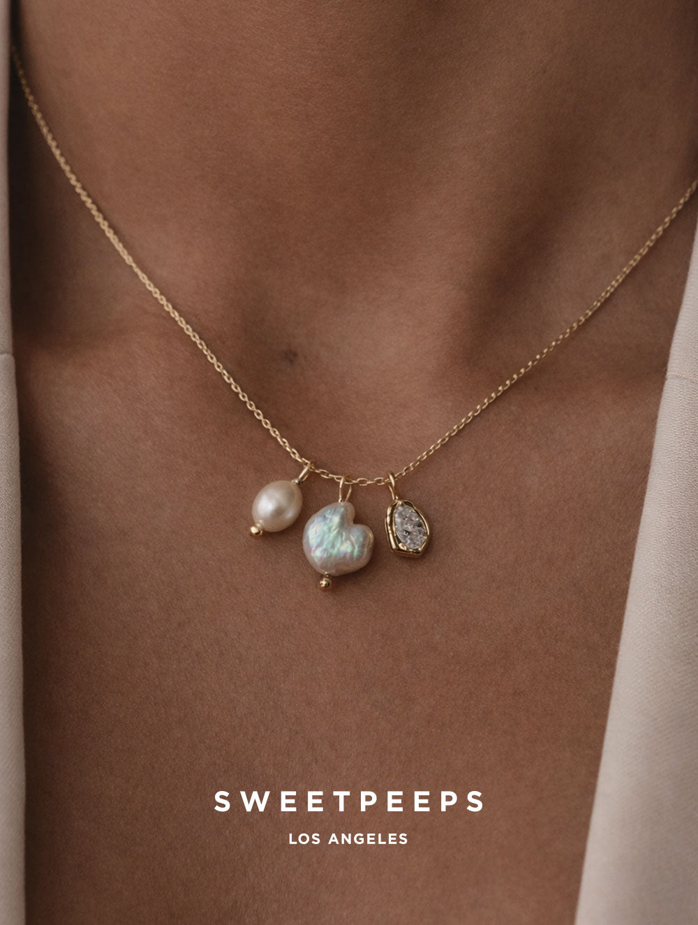 Trinity Pearl Stone Necklace