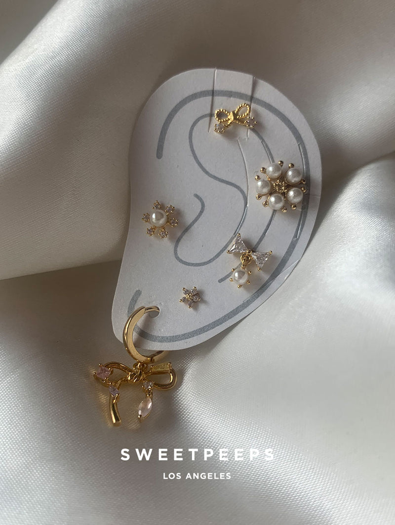 Petite Pearl Bow Studs