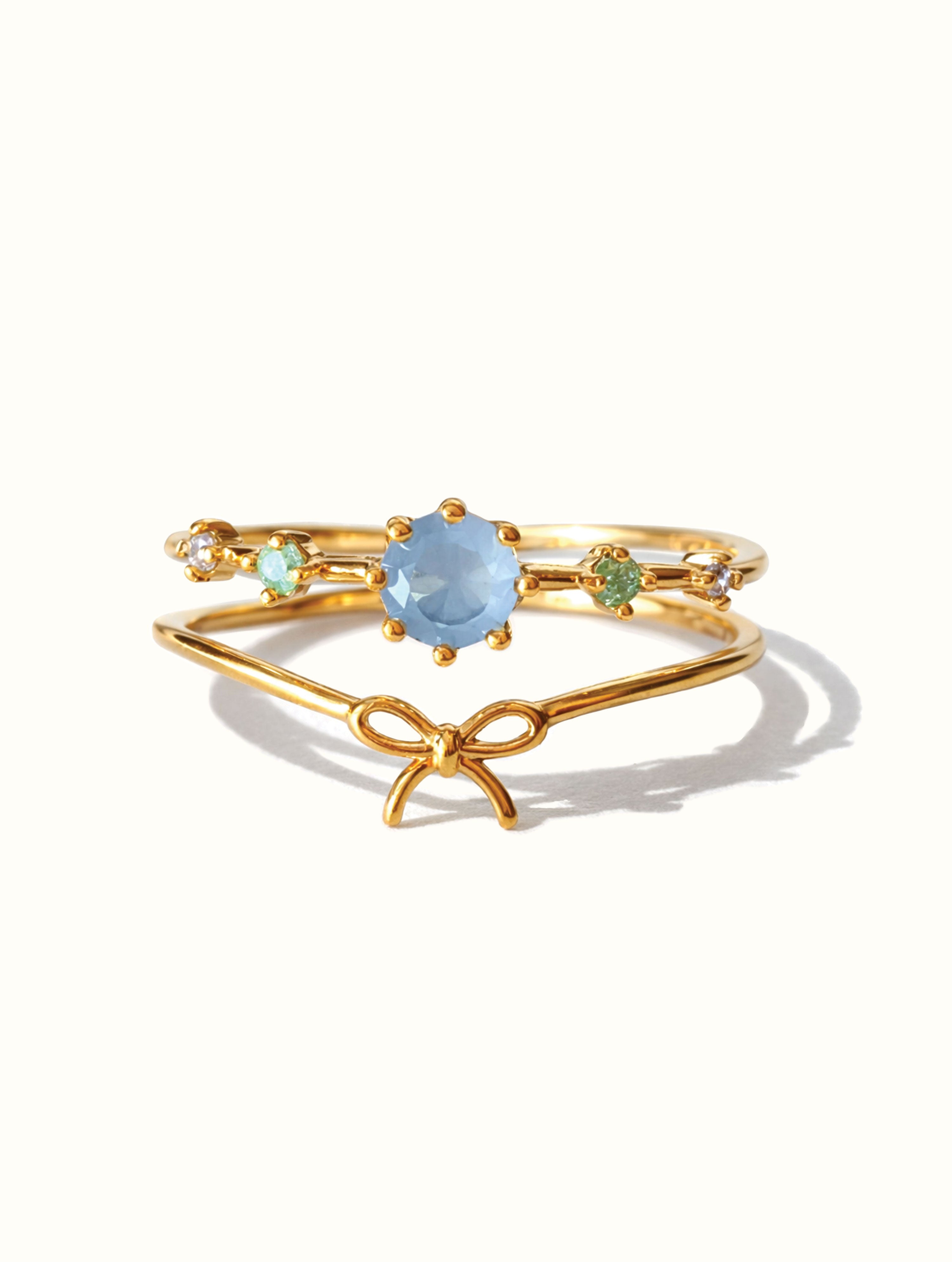 Ribbon Blue Gem Ring