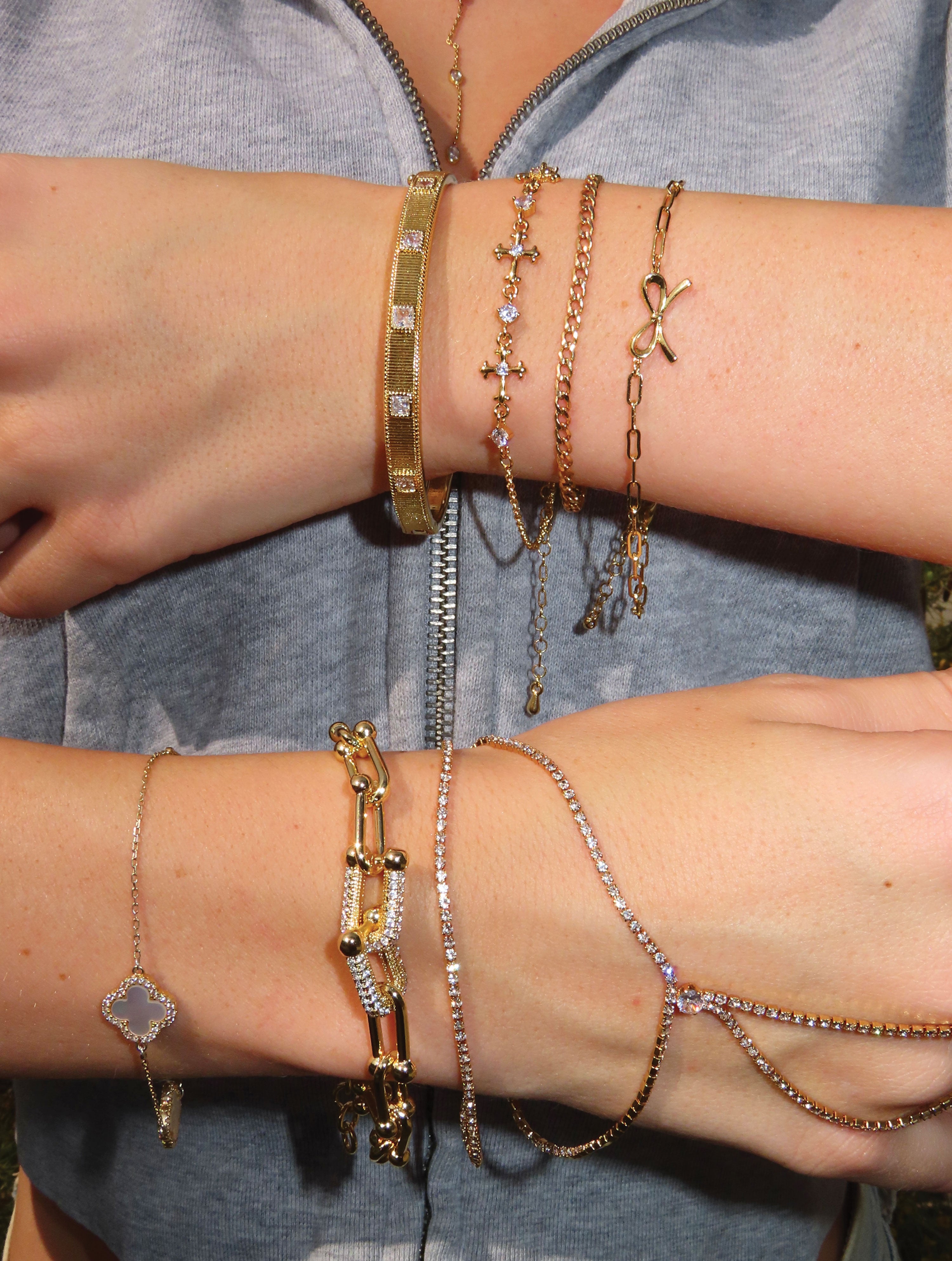 Riven Clover Twin Bracelet