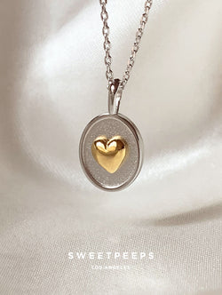 Silver & Gold Heart Necklace - Silver Edition
