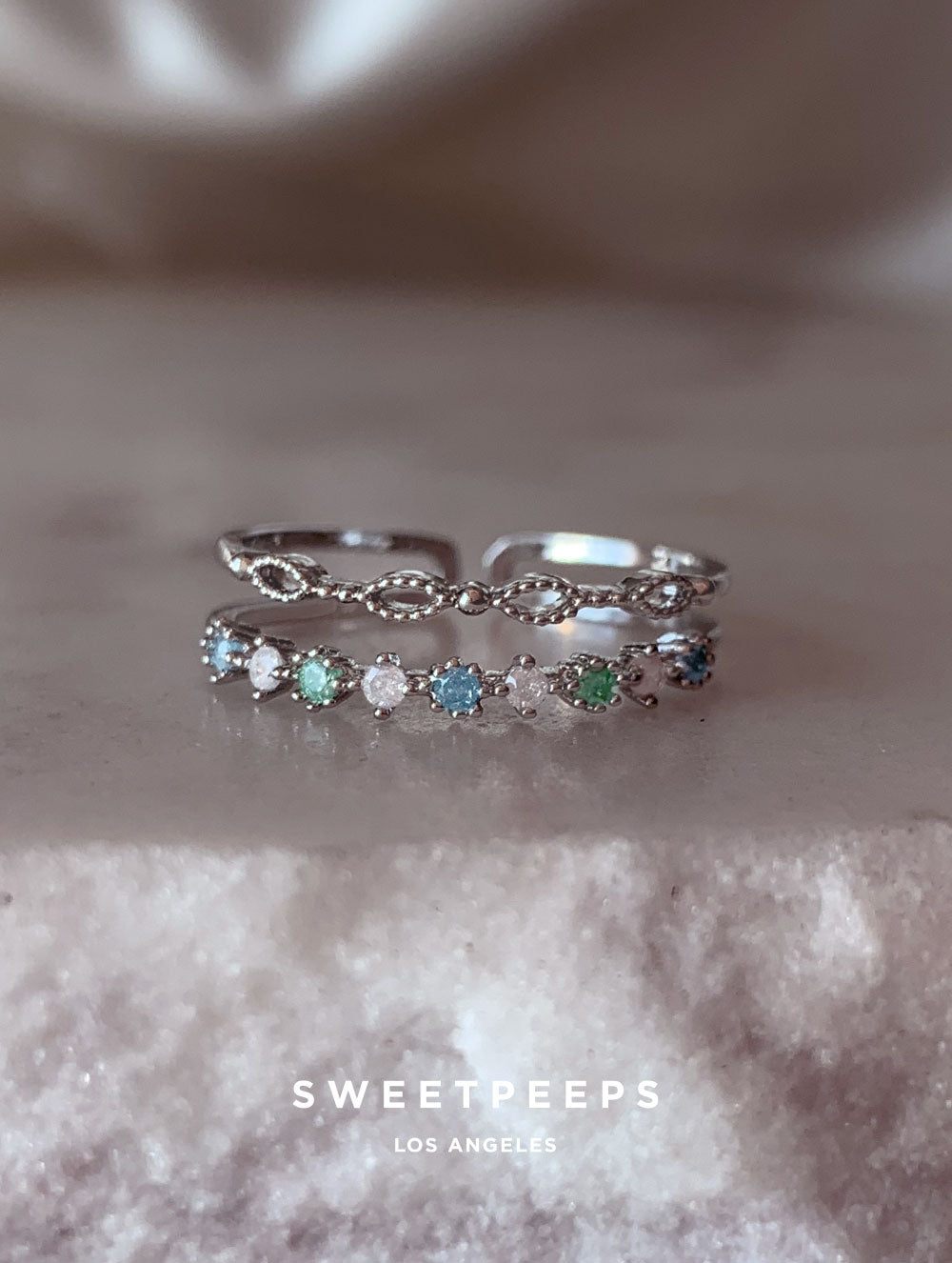 Destiny Blue Tones Ring - Silver