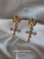 Corvina Cross Rose Studs