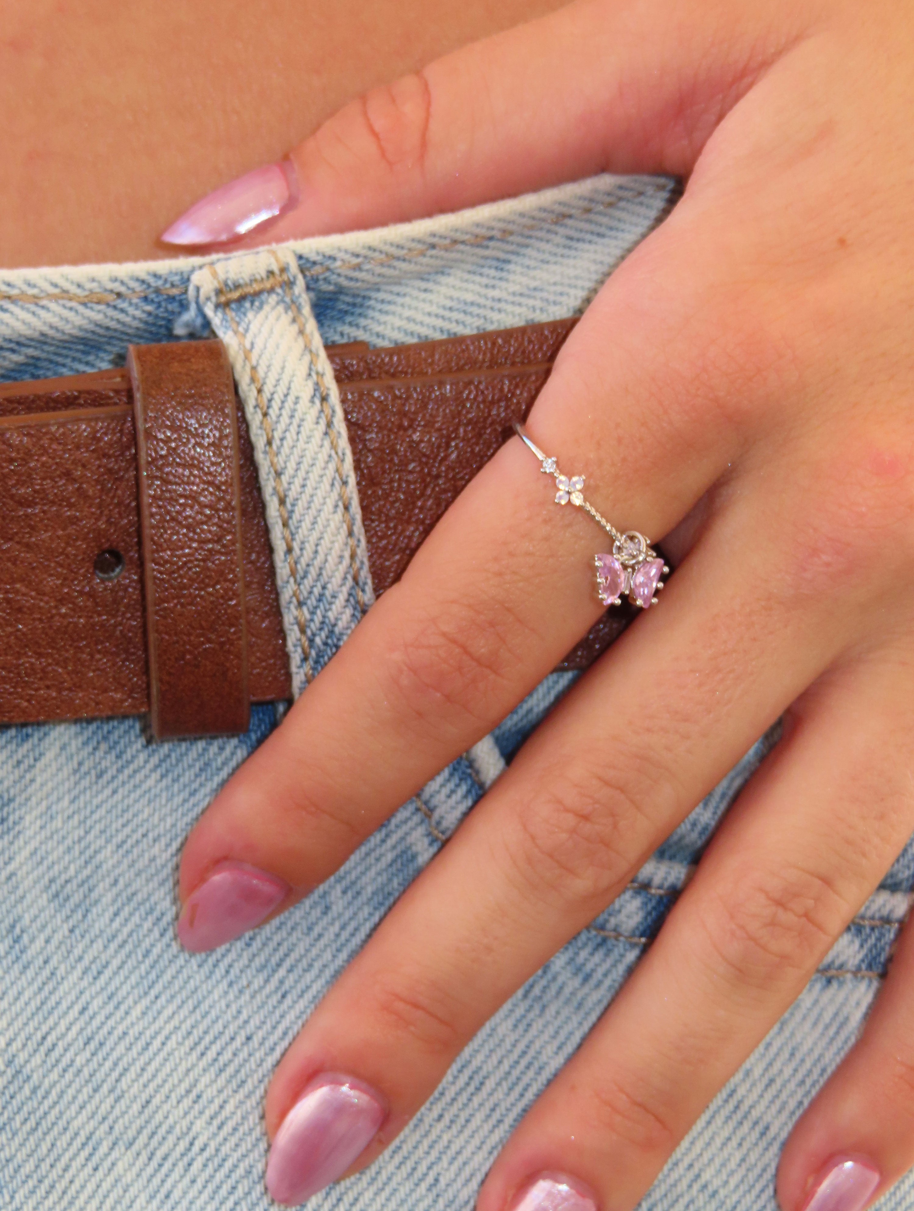 Maggie Butterfly Charm Ring - Silver