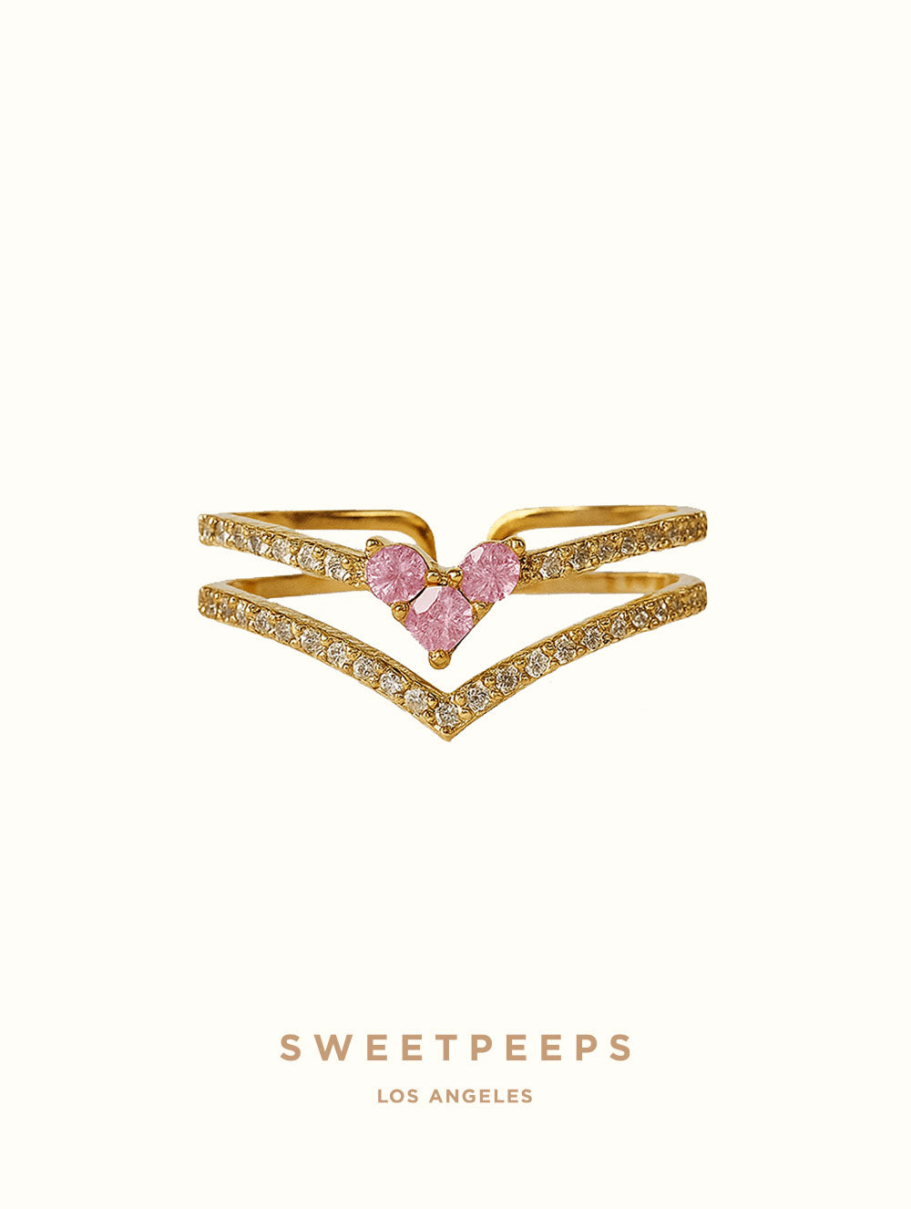 Pinky Chevron Gems Ring