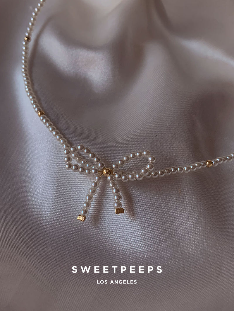 Bridie Pearl Bow Necklace