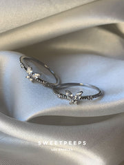 Tiny Butterfly Gem Ring - Silver
