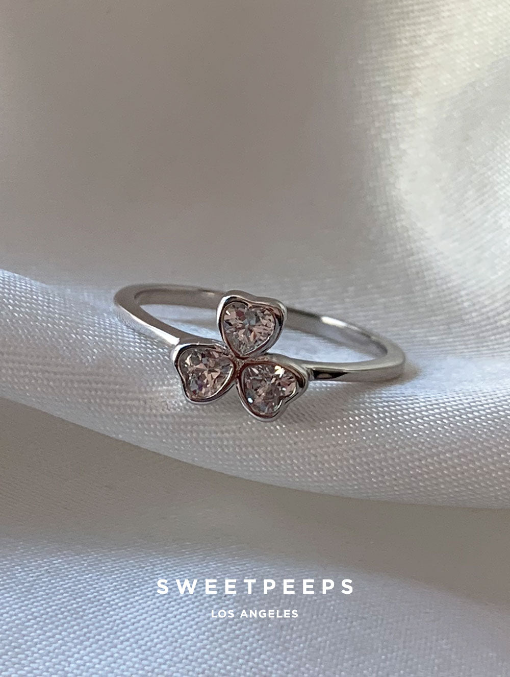 Silver Lucky Clover Ring