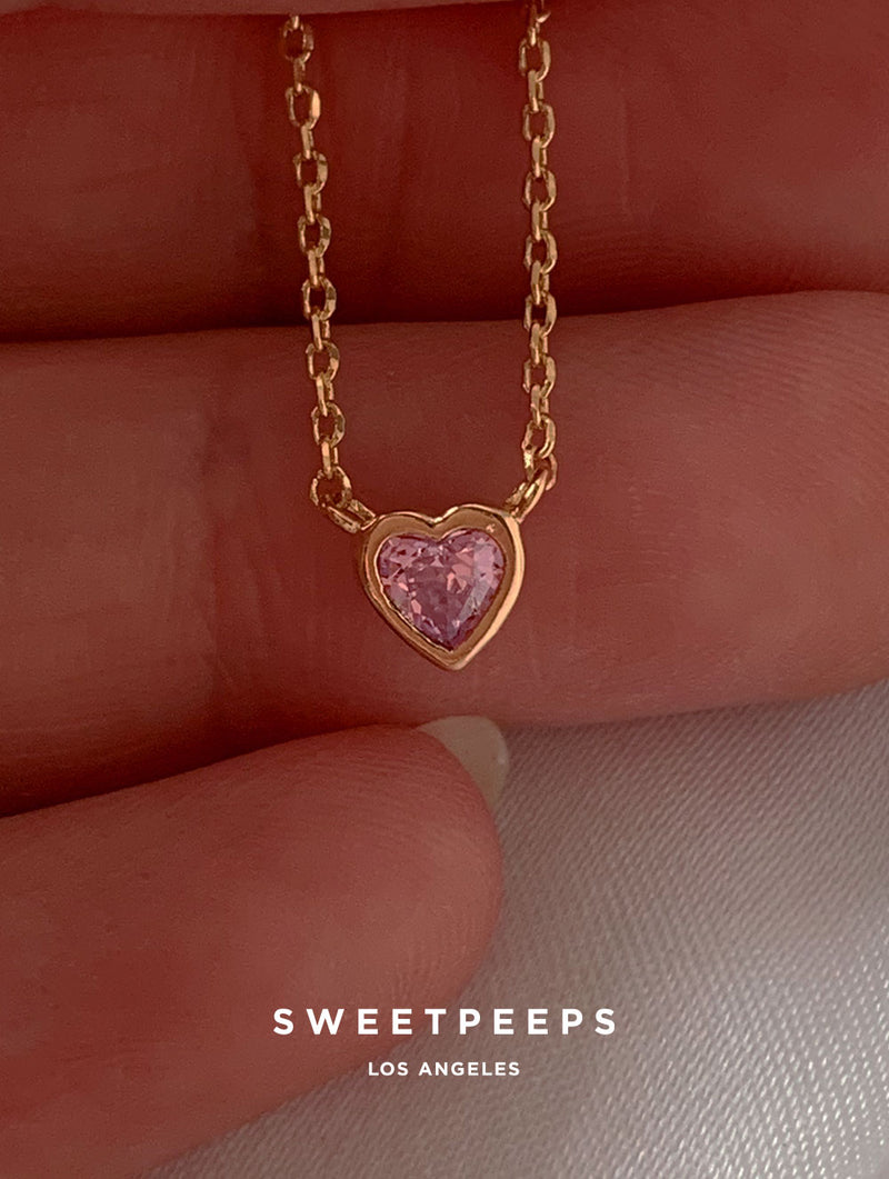 Tiniest Pink Heart Necklace