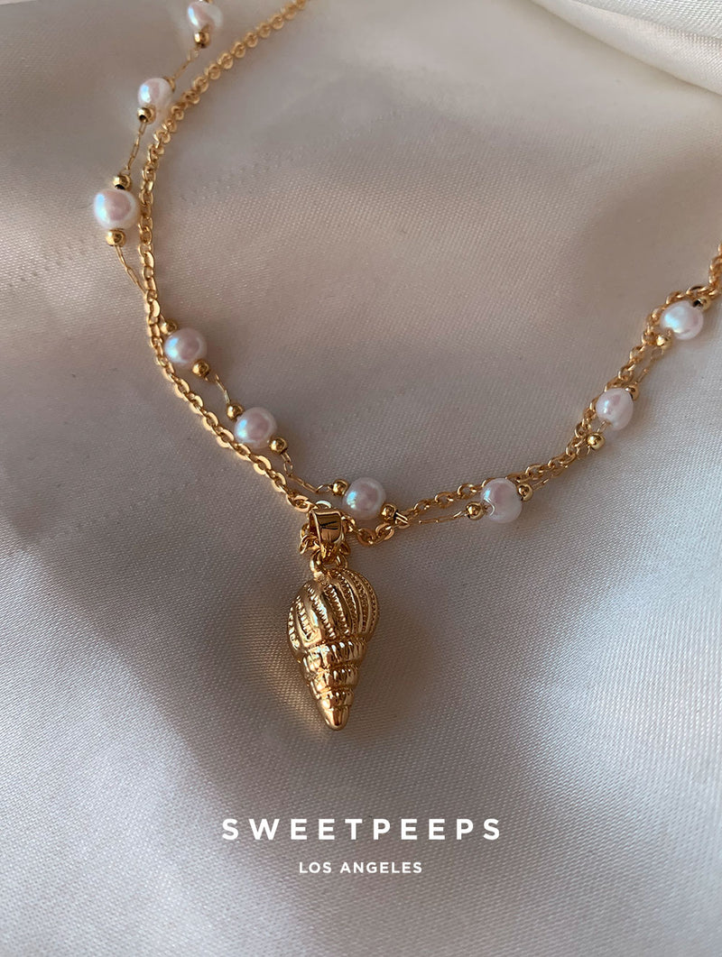 Pearl Conch Layered Necklace