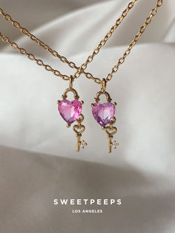 Key To My Heart Pink Necklace