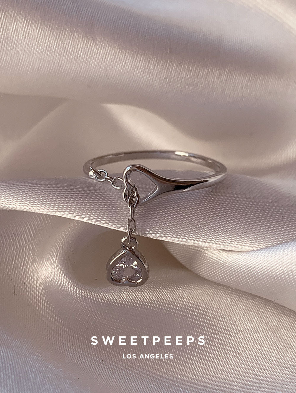 Heart Loop Chain Ring - Silver