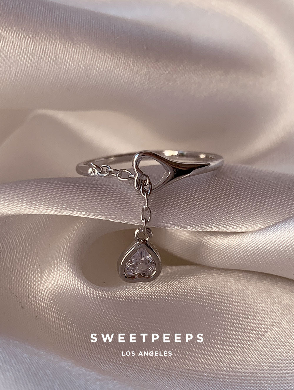 Heart Loop Chain Ring - Silver