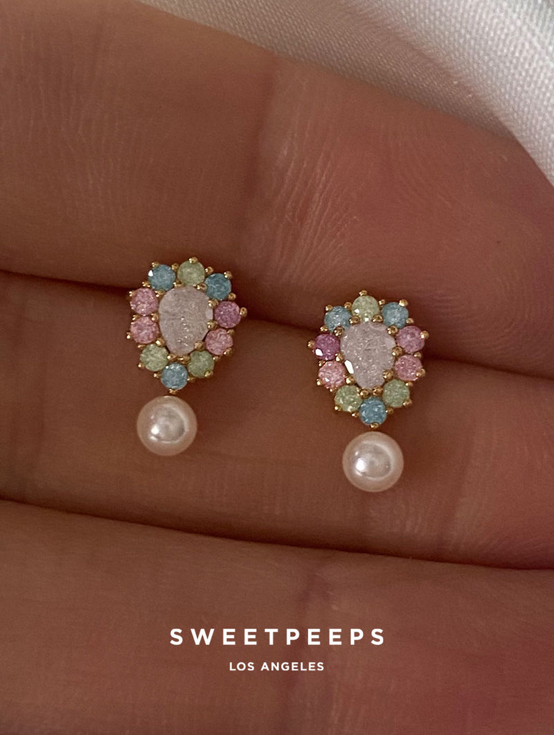 Cindy Crystal Statement Earrings | Fuchsia and Light Pink – Sterling King