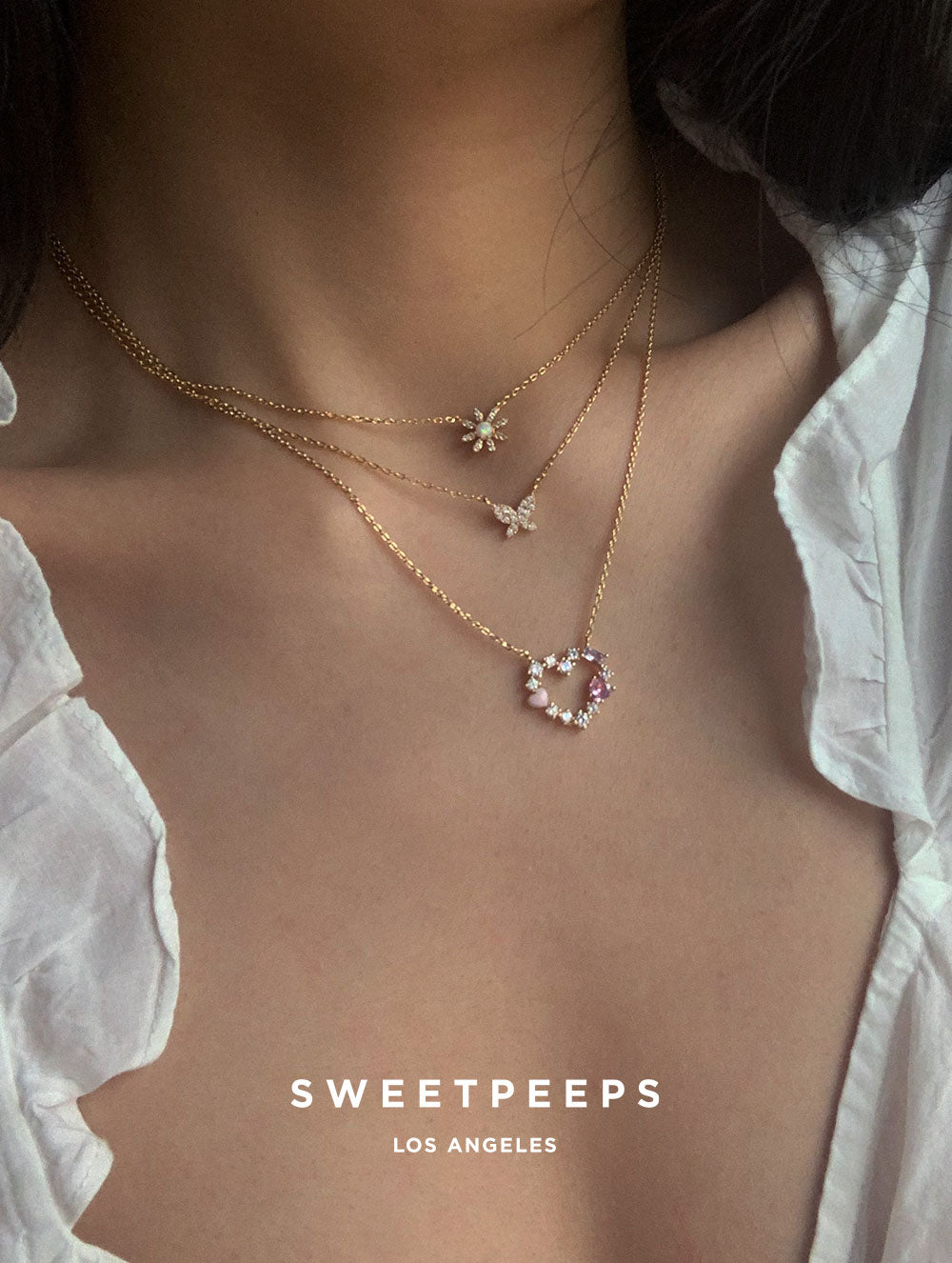 【SOFT SEOUL】 soft three heart choker gold SOFT SEOUL】 soft three heart choker gold