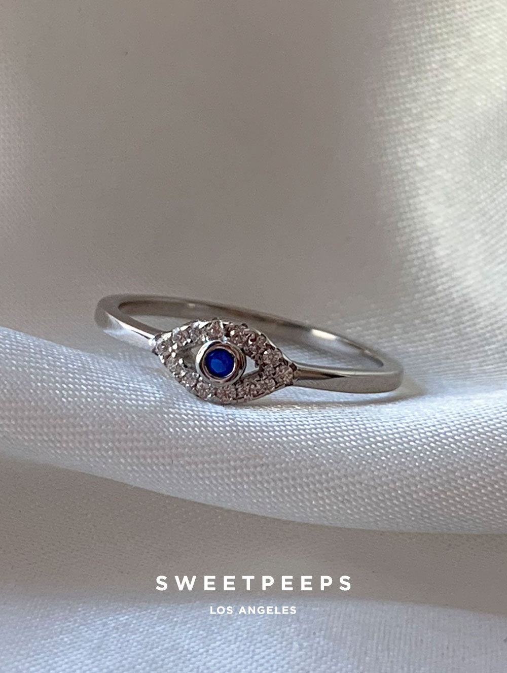 Silver Blue Evil Eye Ring
