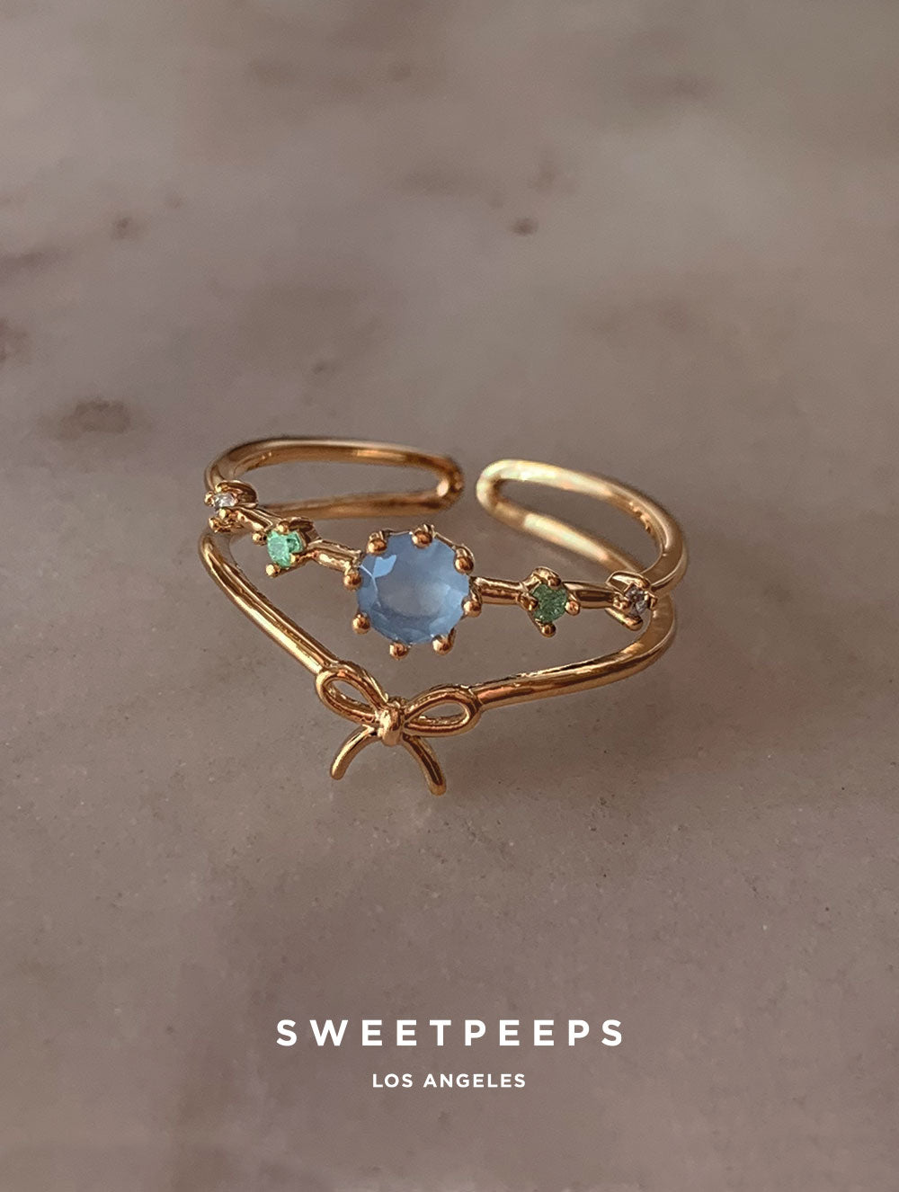 Ribbon Blue Gem Ring