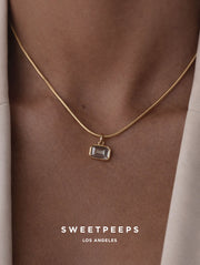Box Chain Rectangle Charm Necklace