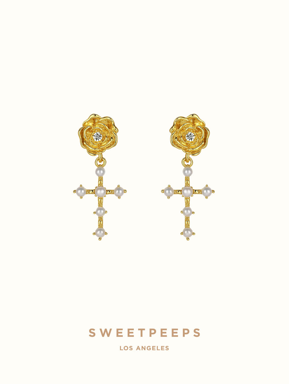 Corvina Cross Rose Studs
