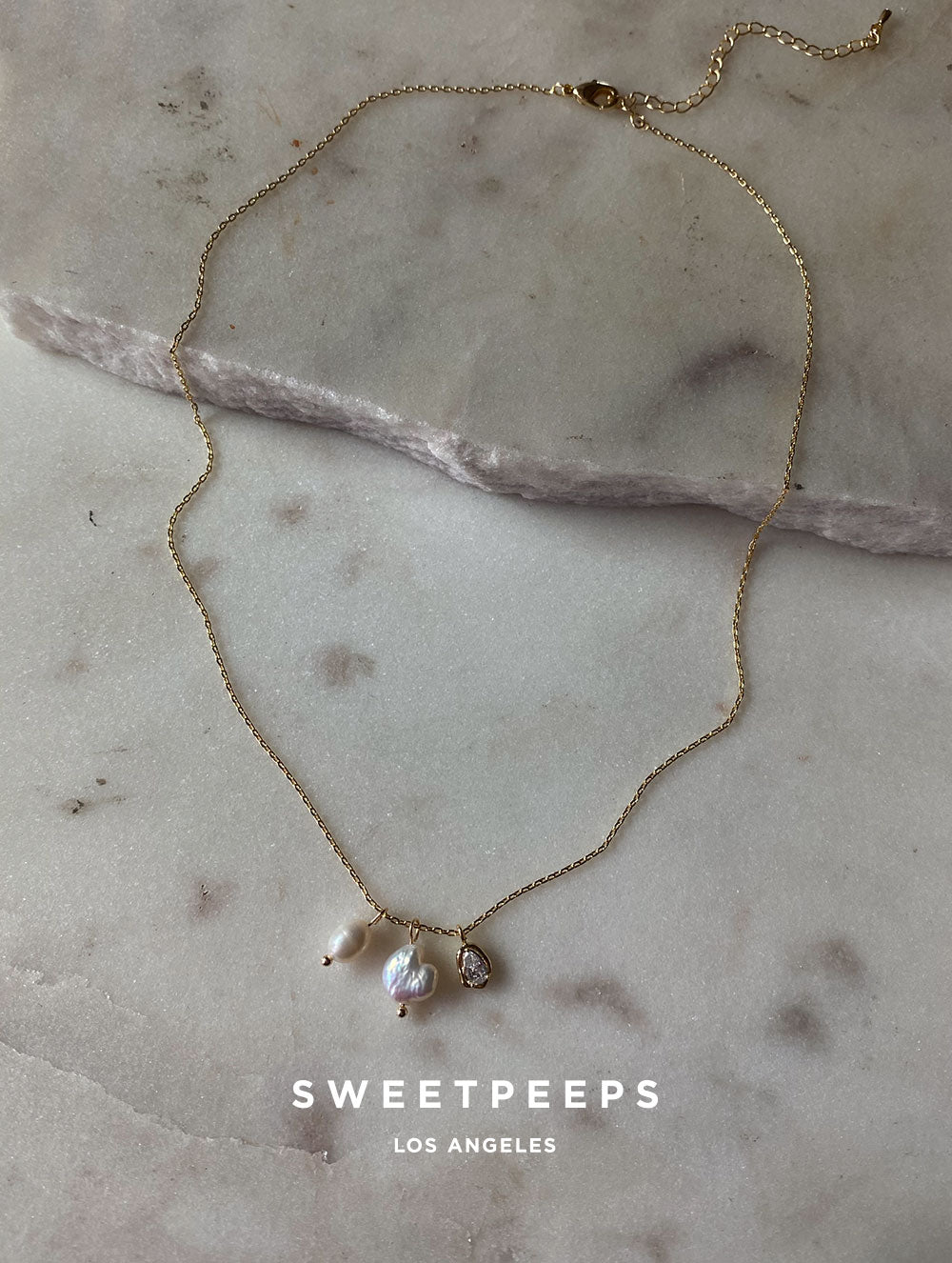 Trinity Pearl Stone Necklace