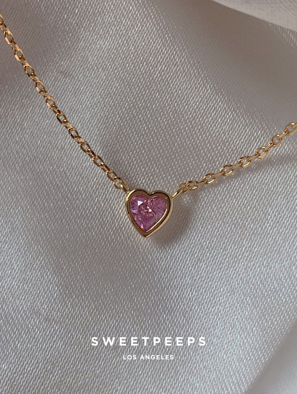 Tiniest Pink Heart Necklace