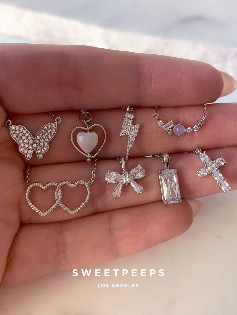Silver Tiny Diamond Cross Necklace