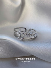 Silver Spiral Flower Ring