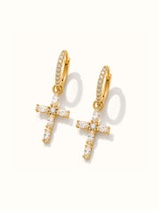 Diamond Cross Mini Hoops