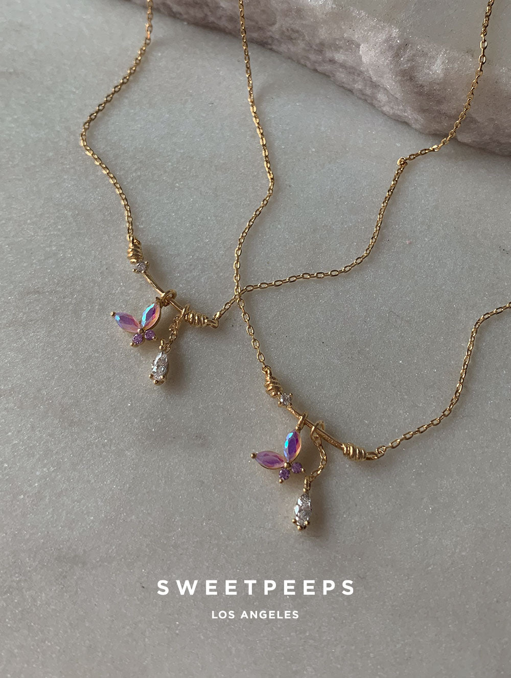 Holographic Bar Butterfly Necklace