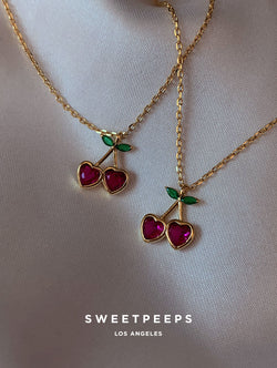 Sweet Cherry Hearts Necklace
