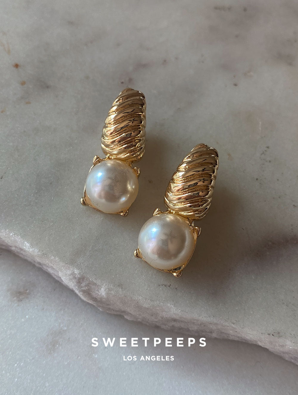 Mireya Croissant Pearl Hoops