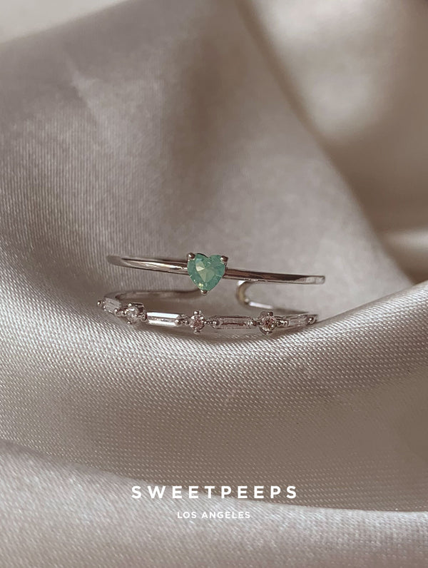 Sage Heart Ring - Silver
