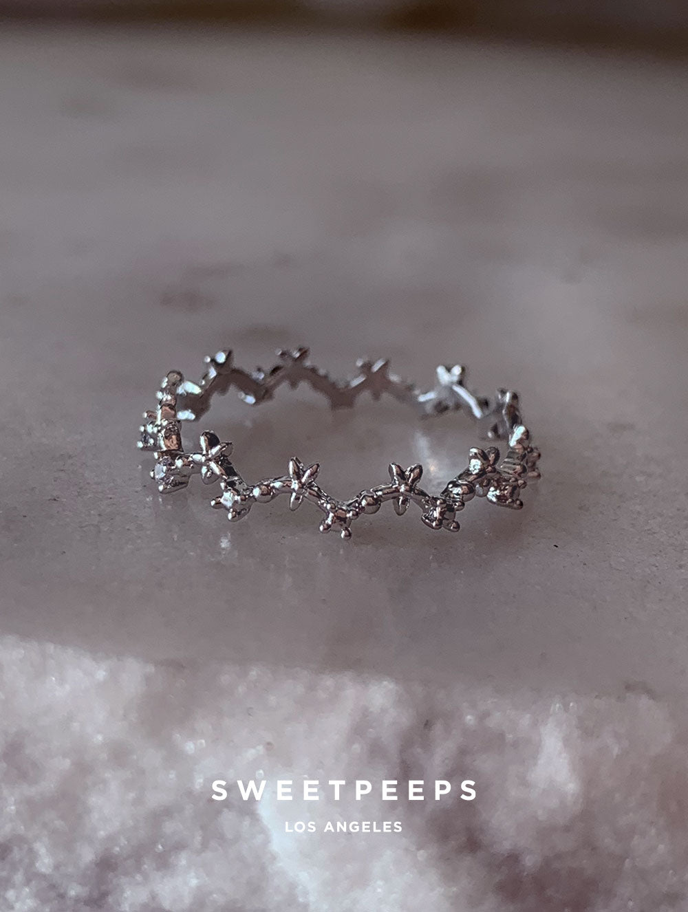 Dancing Stars Around Ring - Silver