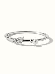 Effie Thin Pearl Ring - Silver