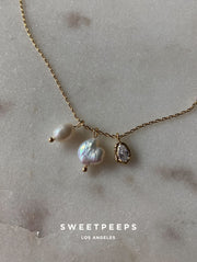 Trinity Pearl Stone Necklace
