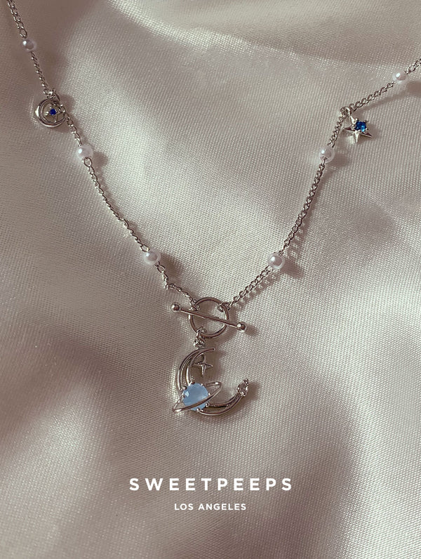 Adeline Dainty Blue Necklace - Silver