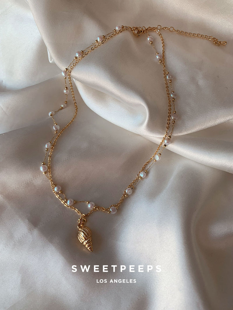Pearl Conch Layered Necklace
