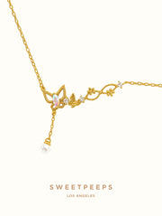 Augusta Butterfly Cluster Bar Necklace