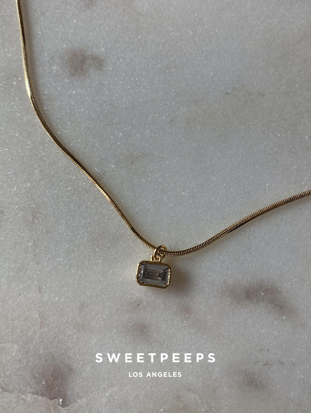 Box Chain Rectangle Charm Necklace