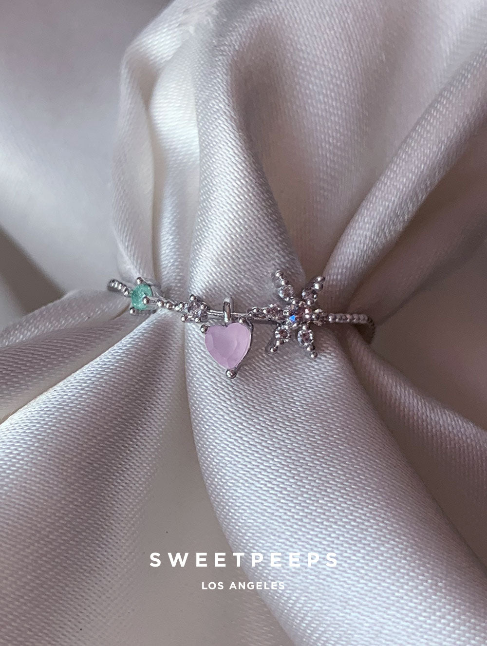 Ryleigh Heart Flake Ring - Silver