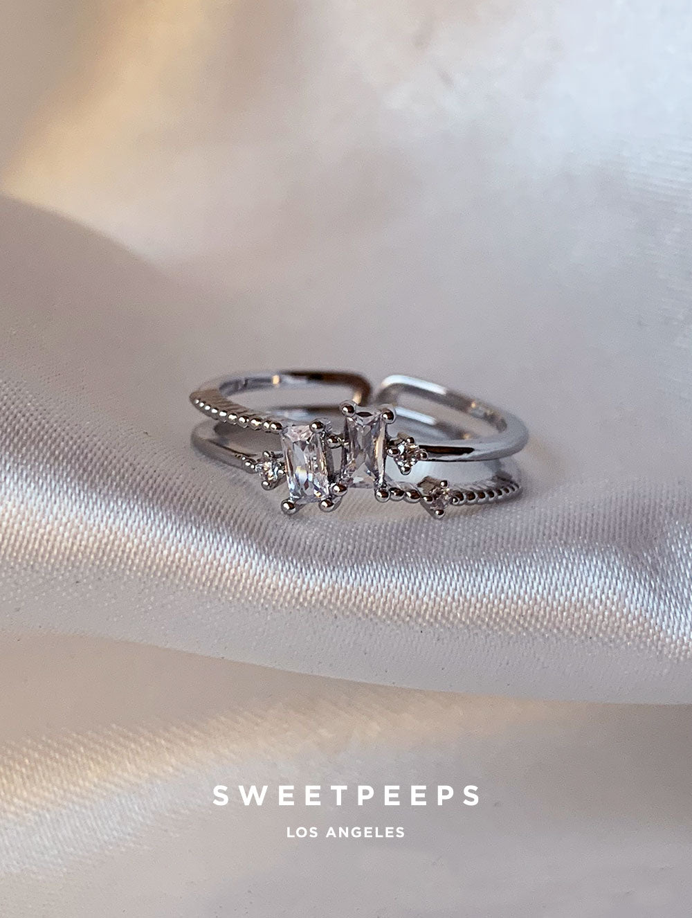Francesca Stacked Gems Ring - Silver
