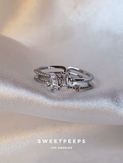 Francesca Stacked Gems Ring - Silver