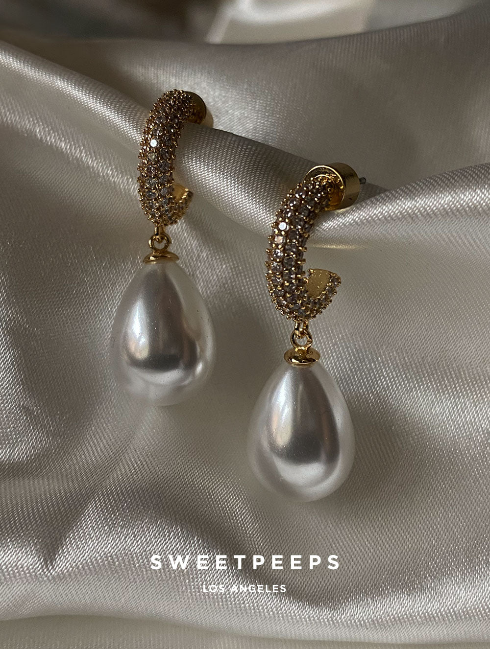 Crystal Pearl Drop Studs
