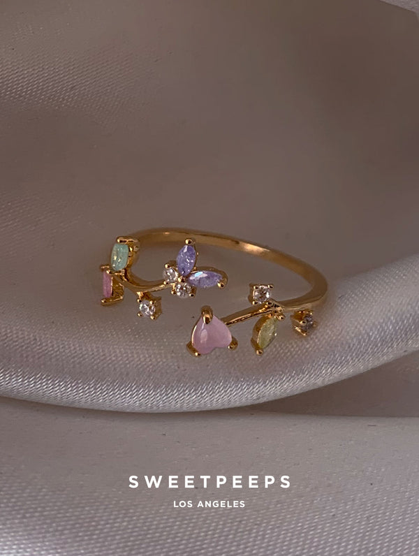 Mika Butterfly Hearts Ring