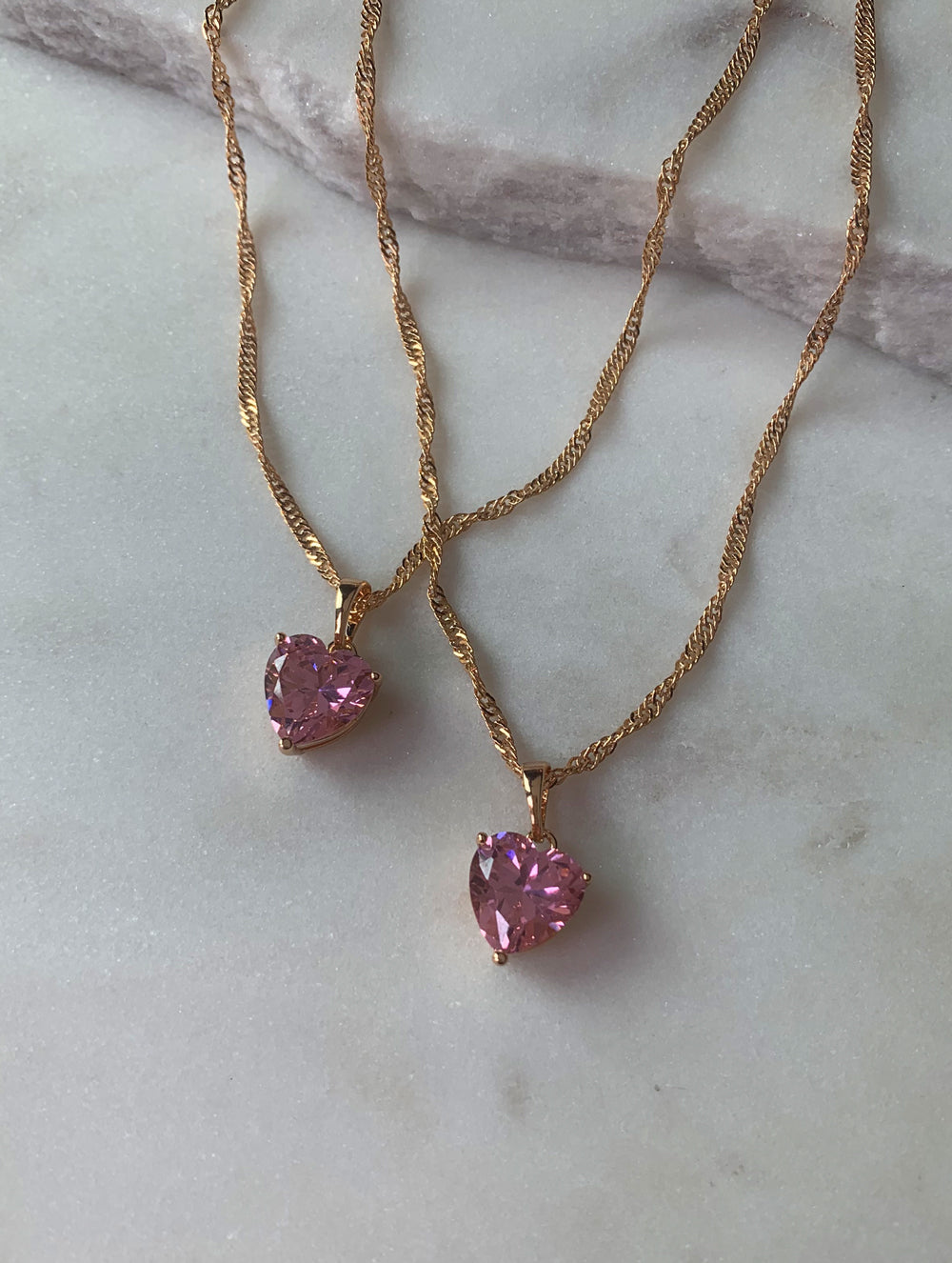 18K Gold Filled Pink Heart Necklace – SP Inc.